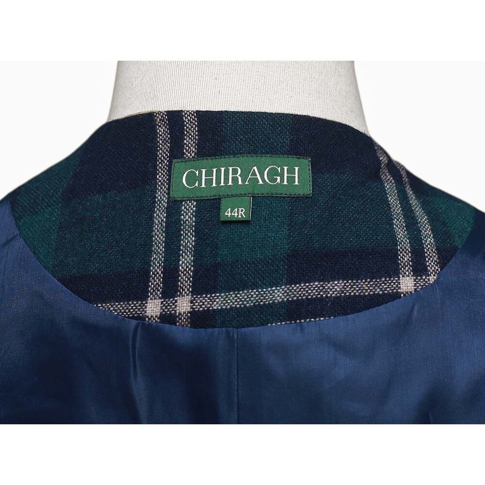 Mens Plaid Vest 44R Blue Green Beige Wool Waistcoat XL Western Casual Wedding - Picture 3 of 9